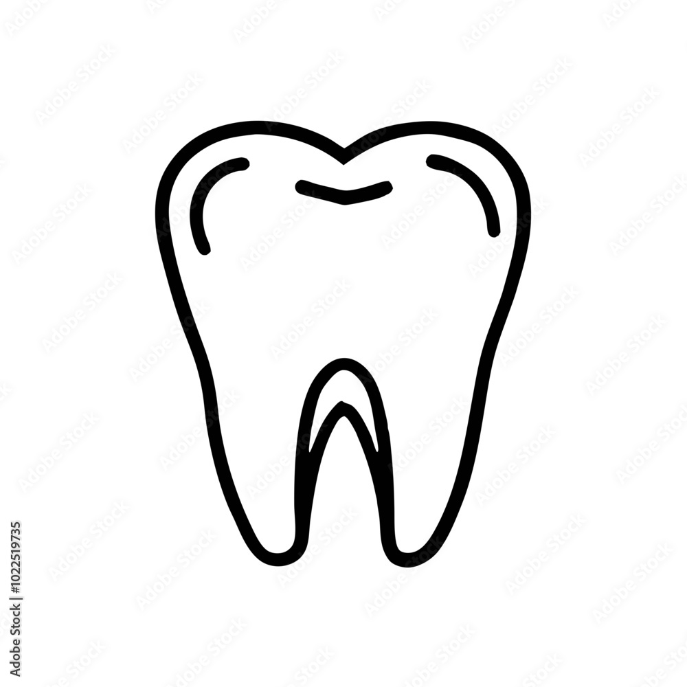 Line art illustration of a tooth Line art illustration of a tooth