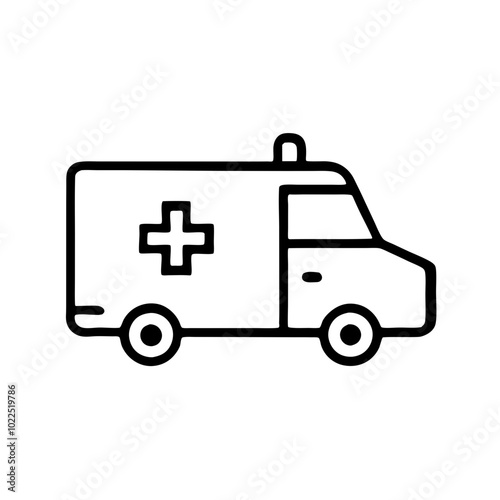 Line art illustration of a medical ambulance