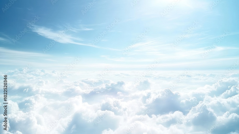 A serene sky filled with soft clouds under a bright blue atmosphere. A serene sky filled with soft clouds under a bright blue atmosphere.