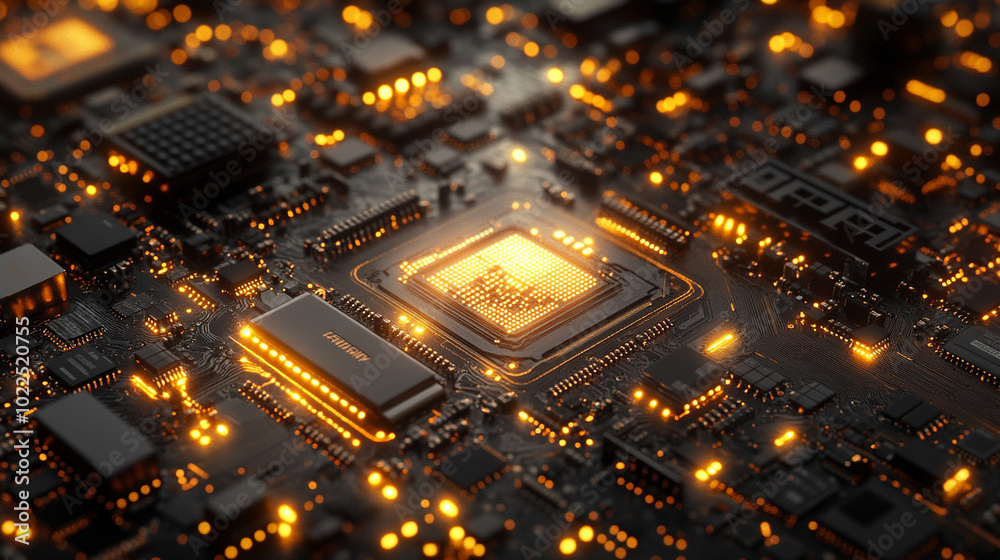 microprocessor with intricate circuit lines, symbolizing the core of modern computing technology, innovation, and digital connectivity. Represents the foundation of AI, automation, and future tech microprocessor with intricate circuit lines, symbolizing the core of modern computing technology, innovation, and digital connectivity. Represents the foundation of AI, automation, and future tech
