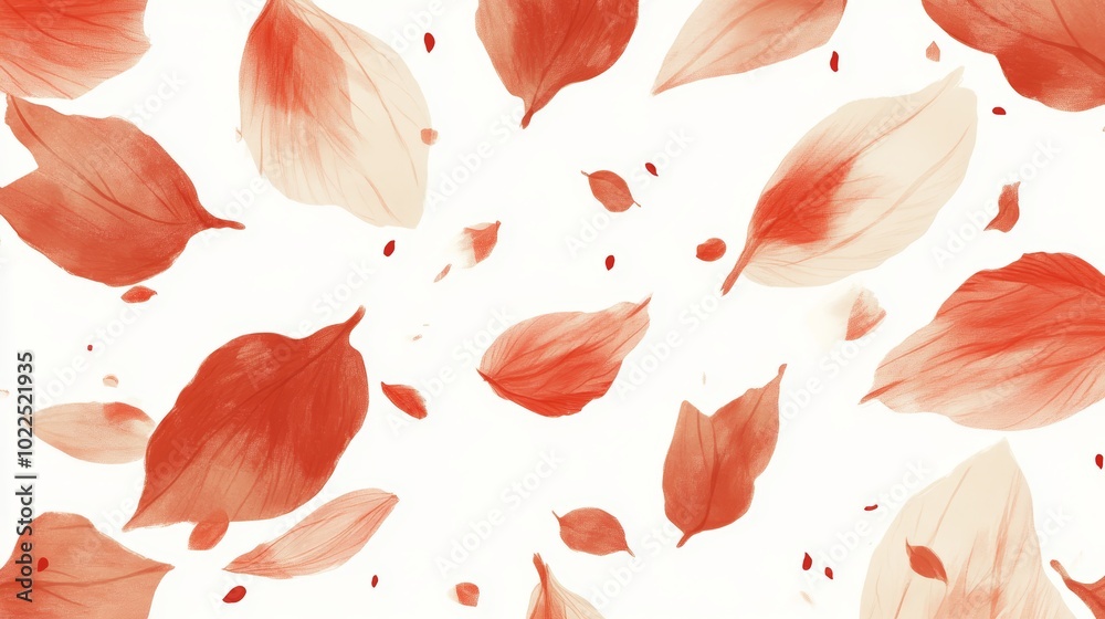 Vibrant red leaves on white, a bold statement in minimalist design striking Vibrant red leaves on white, a bold statement in minimalist design striking