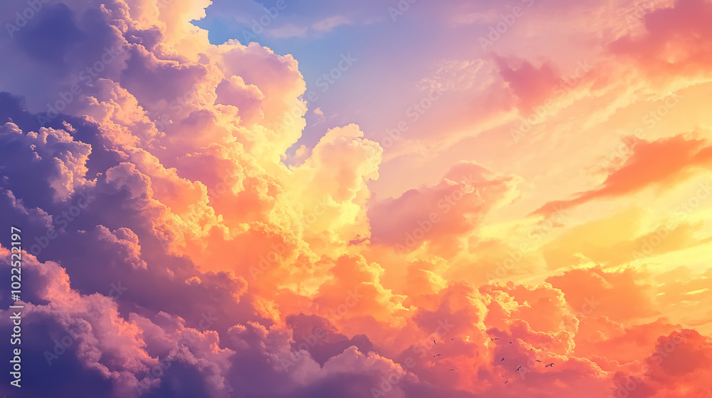 Fototapeta premium Sunset sky with clouds background.