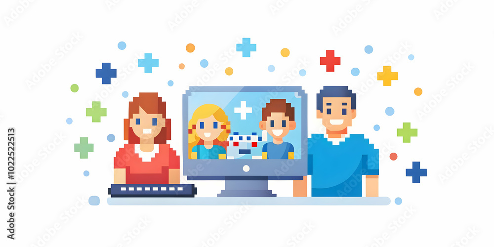 Parents and Teens Co-Playing Online Games: A Bokeh Pixel Art Concept Capturing Family Bonding and Shared Interests in Technology Parents and Teens Co-Playing Online Games: A Bokeh Pixel Art Concept Capturing Family Bonding and Shared Interests in Technology