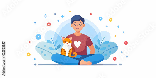 Soft Abstract of Person and Cat Relaxing in Warm Colors - Tranquil Scene Capturing the Essence of Pet Therapy in Photo Stock Concept