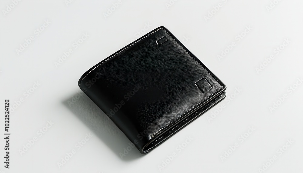 Sleek Black Leather Wallet on Minimal Background Sleek Black Leather Wallet on Minimal Background