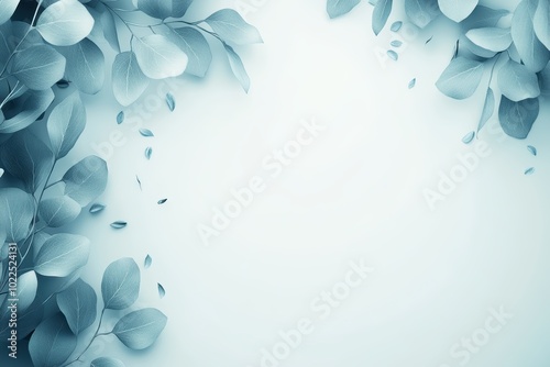 Serene blue floral background with elegant leaf design