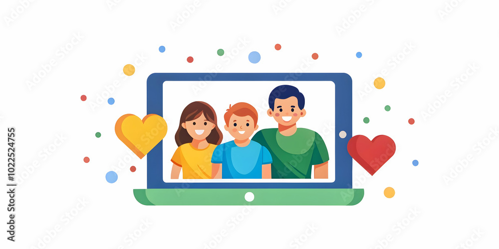 Parents and Children Bonding with Tablets in a Cozy Home Setting Surrounded by Bokeh Hearts � Family Technology Connection Concept Parents and Children Bonding with Tablets in a Cozy Home Setting Surrounded by Bokeh Hearts � Family Technology Connection Concept