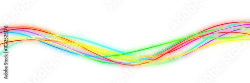 multicolor Neon Glowing Line Streak isolated on a transparent background