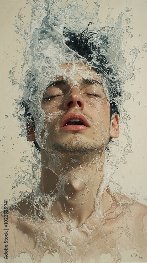 Water Splash Portrait: A Man Immersed in Water Water Splash Portrait: A Man Immersed in Water