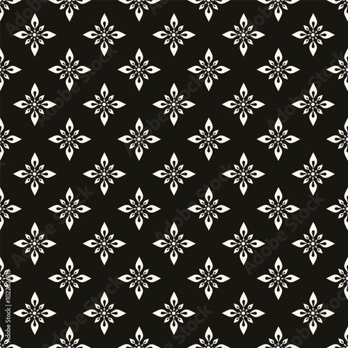 Abstract simple floral gothic style seamless pattern. Elegant minimal monochrome stylish background. Perfect for textile, fabric and fashion print.