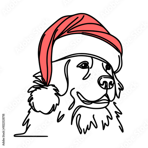Cute dog wearing santa hat