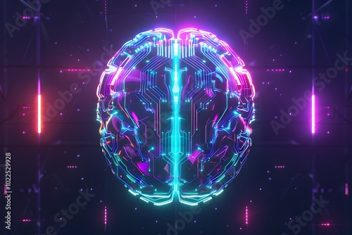 Neon Brain: A Futuristic Digital Artwork