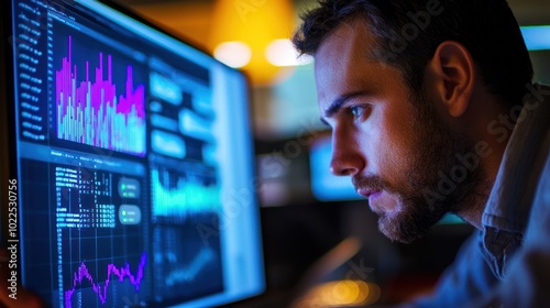 ascertain depicted by a researcher intently examining data on a computer screen, seeking to uncover important insights