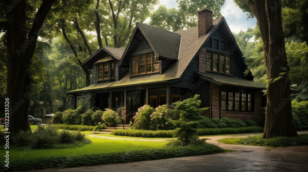 trees house with shingle roof trees house with shingle roof