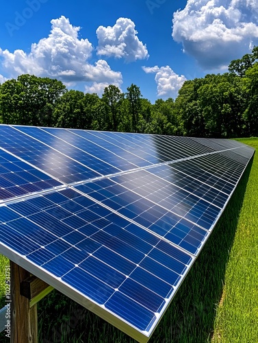 Glistening Solar Panels Under Midday Sunlight photo