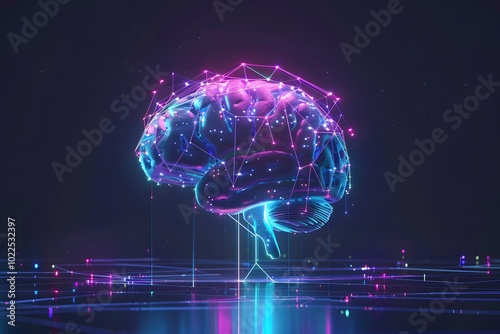 Digital Brain: Glowing Network & Futuristic Design