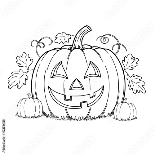 Jack o lantern with leaves and vines svg, cricut, silhouette, cutting machine