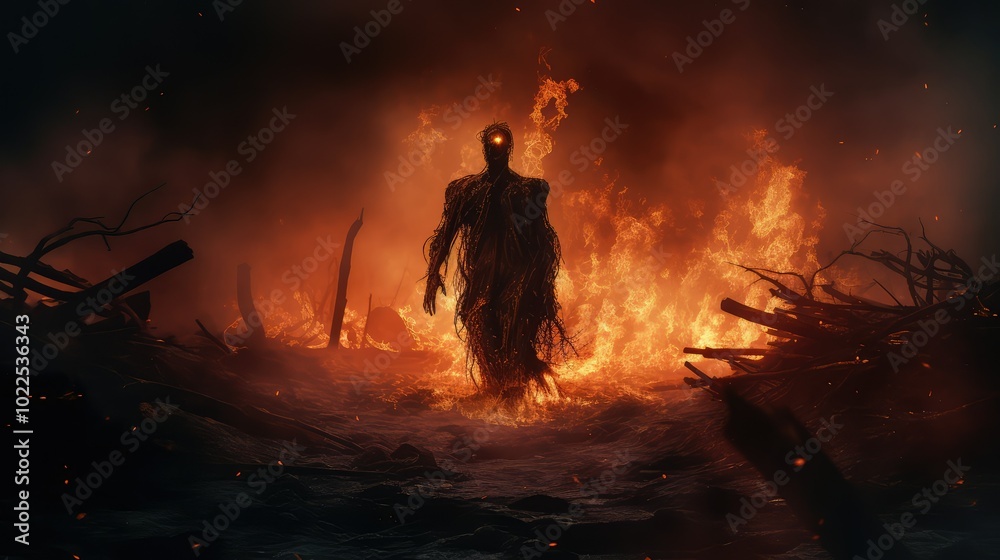 Fototapeta premium flames zombie fire