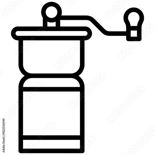 Coffee Grinder icon, Black And White Outline Icon Symbol