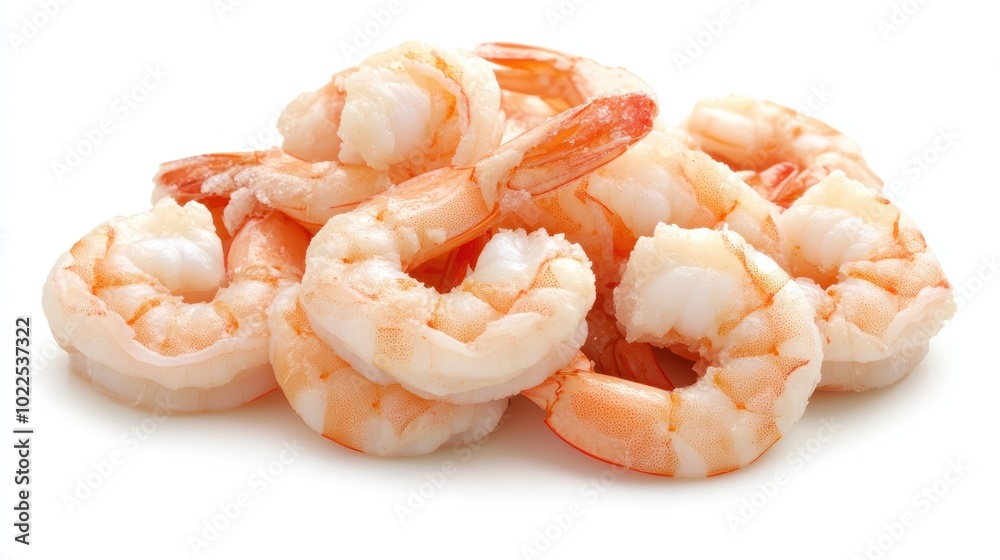 Fresh shrimp on white background, perfect for seafood cuisine Fresh shrimp on white background, perfect for seafood cuisine