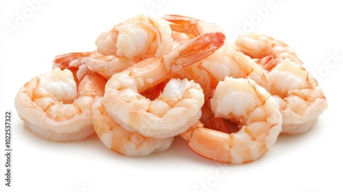 Fresh shrimp on white background, perfect for seafood cuisine