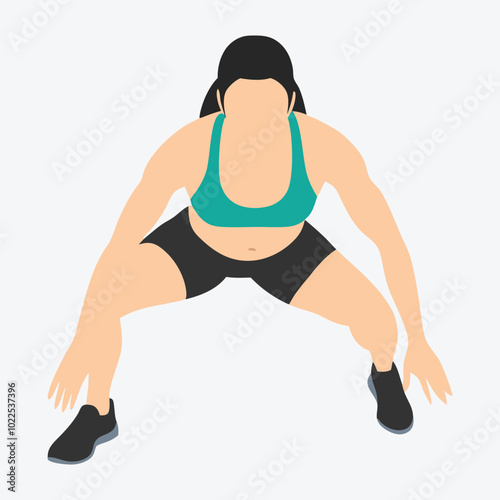 Woman in Active Squat: A person is shown in a dynamic squat pose, personifying health and vitality with every movement.