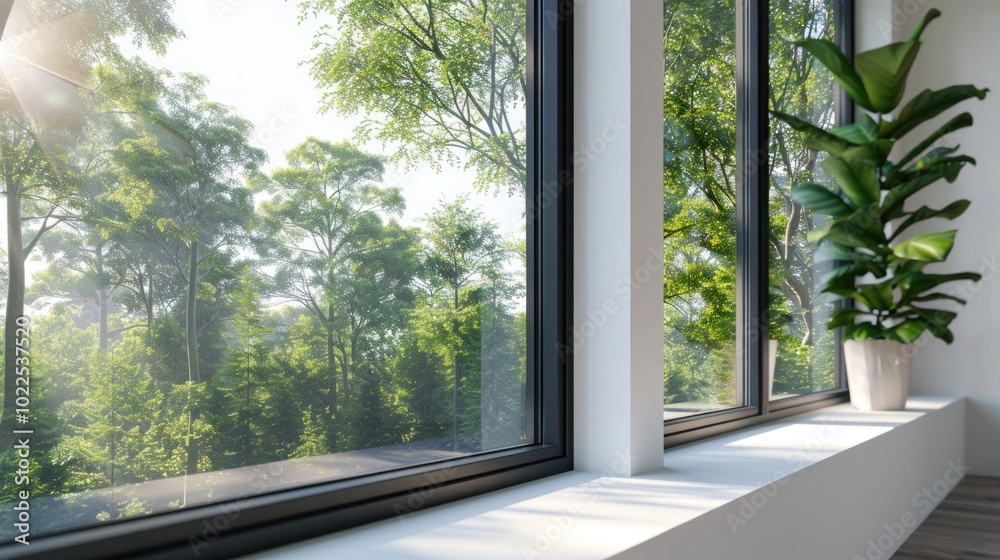Window View of a Lush Green Forest Window View of a Lush Green Forest