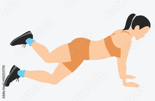 Fitness Journey: A fitness enthusiast is focused and determined. She is performing a core exercise for strengthening muscles. The focus is on strength, health, and wellness.