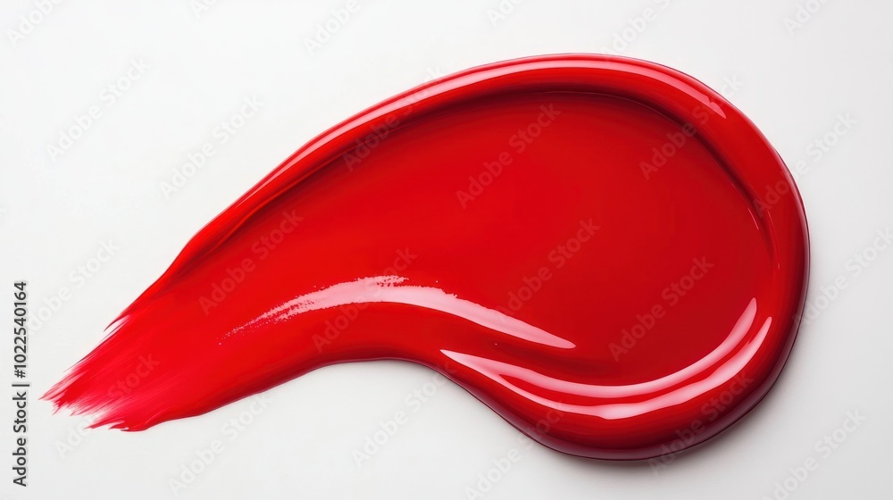 A vibrant red paint smear on a white background, showcasing texture and color. A vibrant red paint smear on a white background, showcasing texture and color.