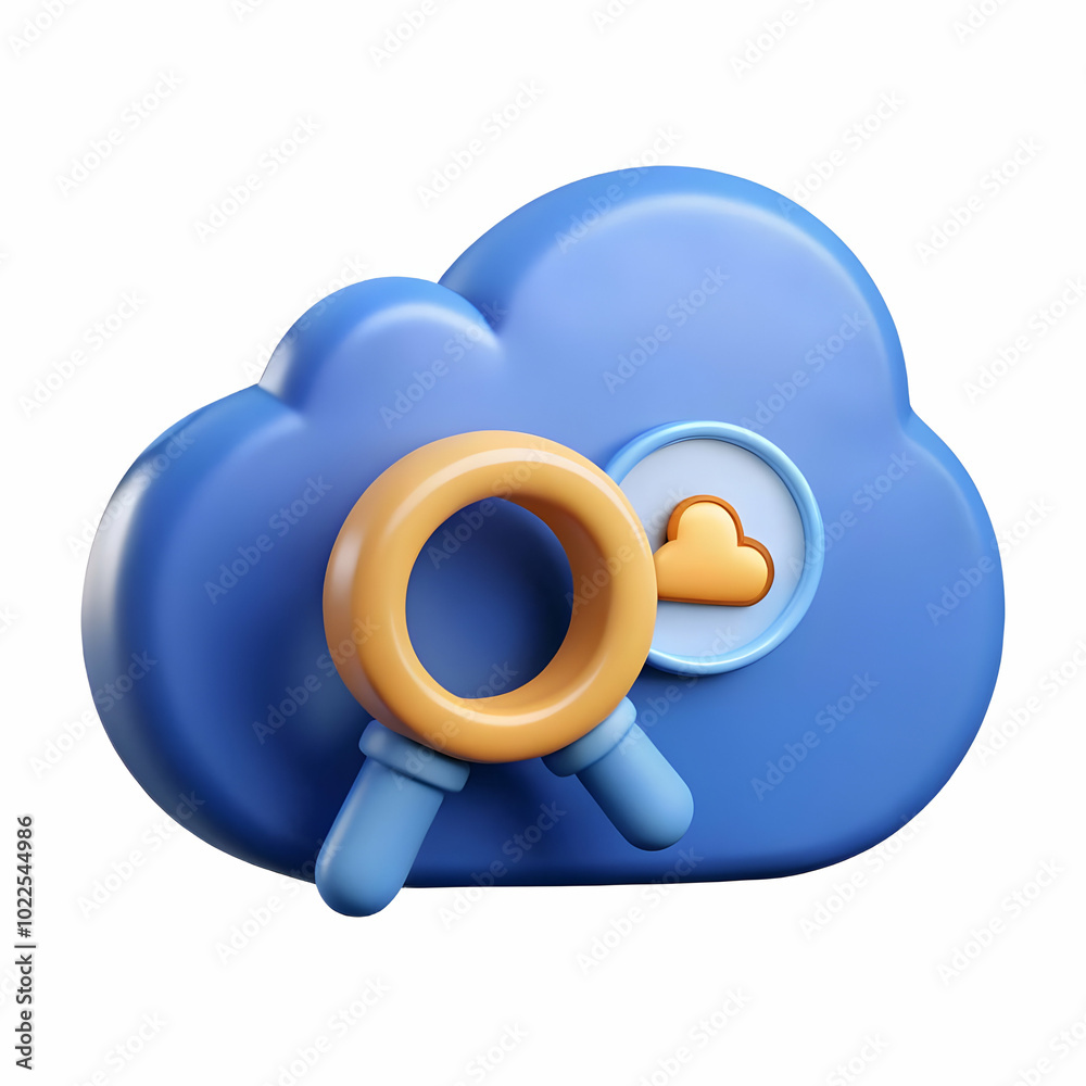 Glossy Cloud Search Icon on Plain Background - Conceptual Static Shot Symbolizing Research Competence in Cloud Development for Photo Stock Glossy Cloud Search Icon on Plain Background - Conceptual Static Shot Symbolizing Research Competence in Cloud Development for Photo Stock