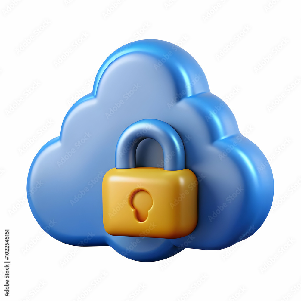 Glossy Cloud Lock Icon on Plain Background - Conceptual Security in Cloud Development with Ample Copy Space for Photo Stock Glossy Cloud Lock Icon on Plain Background - Conceptual Security in Cloud Development with Ample Copy Space for Photo Stock