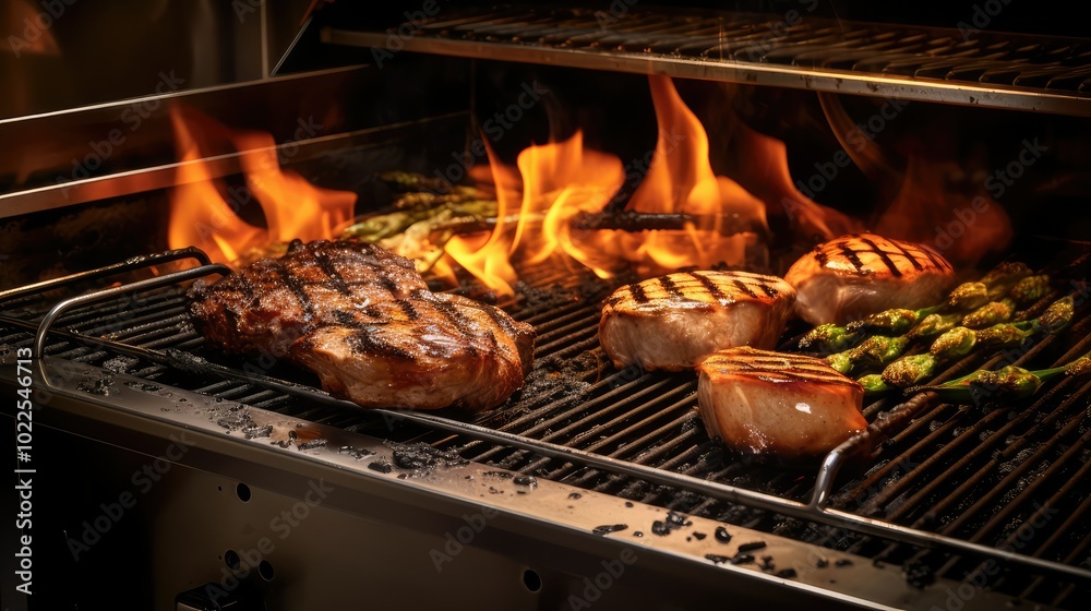 meat grill with fire meat grill with fire