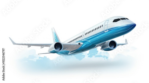 sleek airplane white background