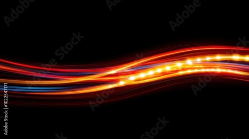 Vivid dynamic light trails on dark background