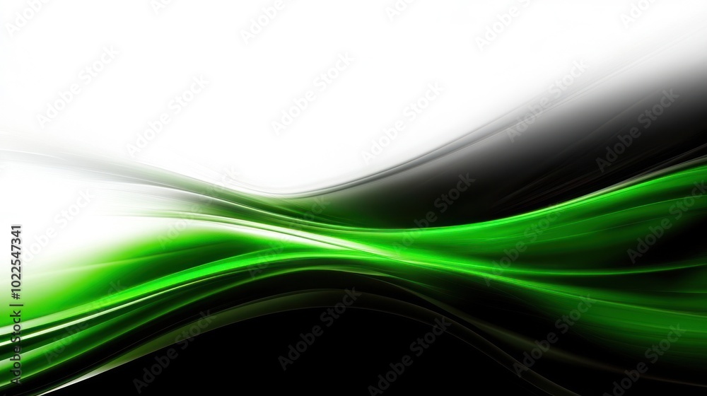 Fototapeta premium Abstract green and black wave design with smooth gradients and flowing lines.