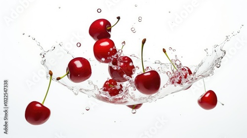 blur cherries white background
