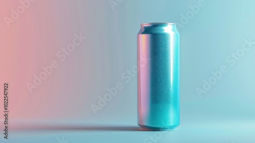 Metallic Blue Can Against Gradient Background
