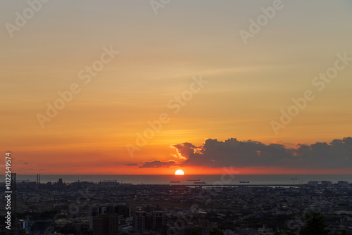 Sunset at the seaside in Taichung, Taiwan photo