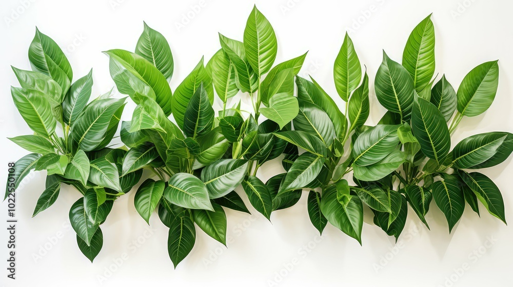 glossy foliage on white glossy foliage on white