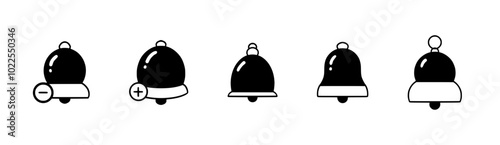 Sleek Notification Bell Icons for Mobile and Web Applications – Featuring Missed Alerts, Vibrate Mode, and Event Reminders
