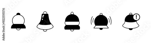 Sleek Notification Bell Icons for Mobile and Web Applications – Featuring Missed Alerts, Vibrate Mode, and Event Reminders