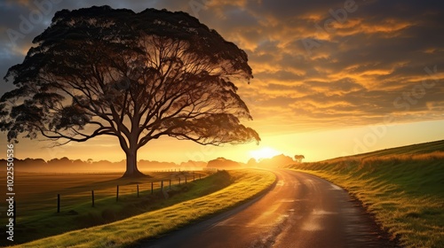 horizon road at sunset photo