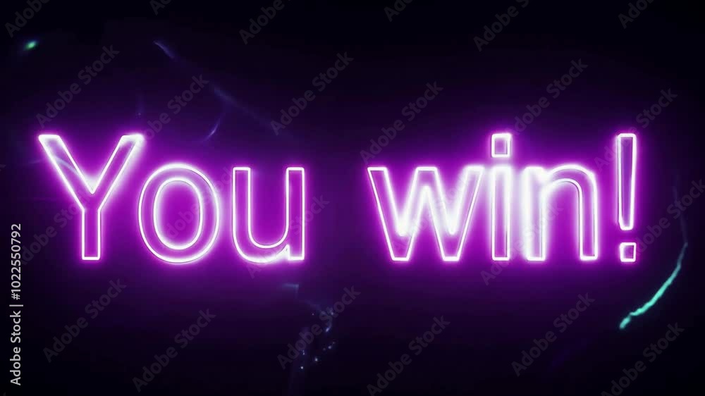 You win text on neon style. Black background. Generative ai You win text on neon style. Black background. Generative ai