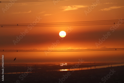 Sunset at the seaside in Taichung, Taiwan photo