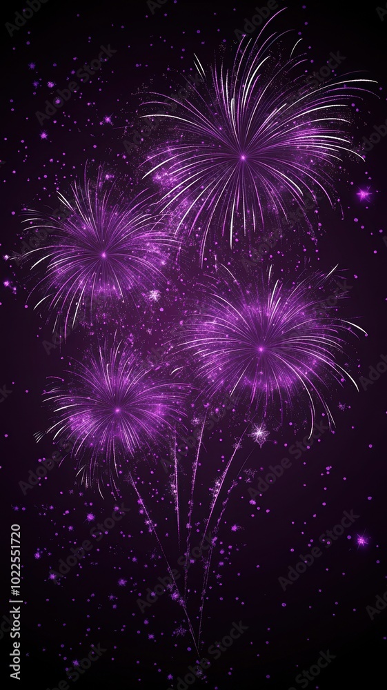 Beautiful skyscrapers with Purple fireworks illuminating dark night sky,cityscape,Firework celebrate anniversary happy new year,Countdown,bye this year and hello next year,copy space.