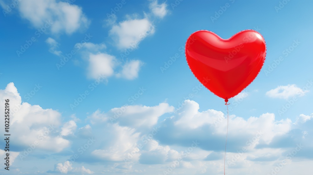 clouds red heart balloon clouds red heart balloon