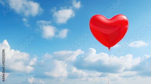 clouds red heart balloon