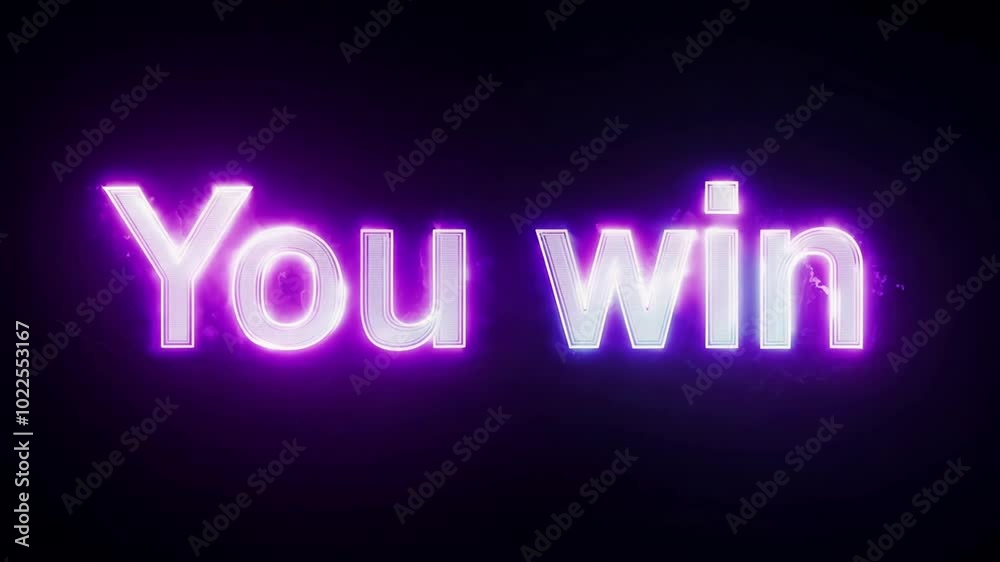 You win text on neon style. Black background. Generative ai