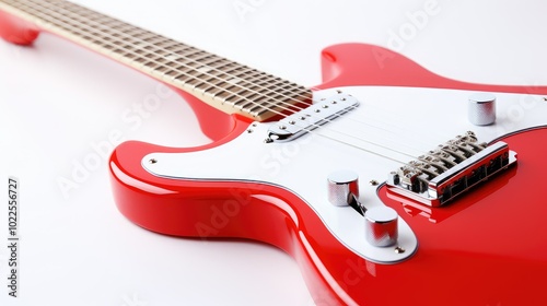close red guitar white background