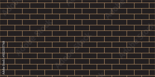 Abstract bathroom wall and floor brick wall texture background. black brick vector illustration texture of the wall with masonry Bricks laid in rows background.